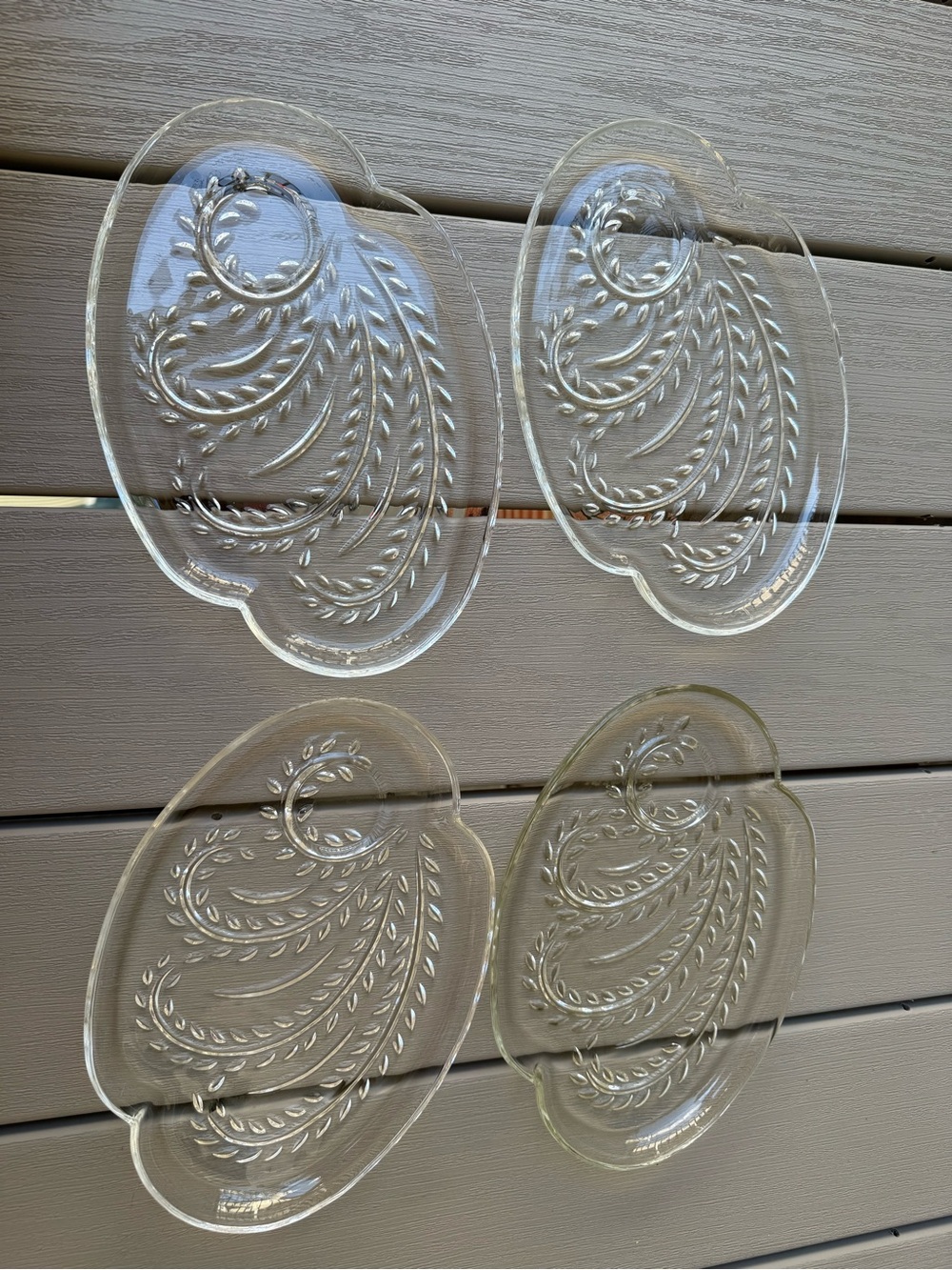Vintage Federal Glass Homestead Wheat Snack Tray Set of 4